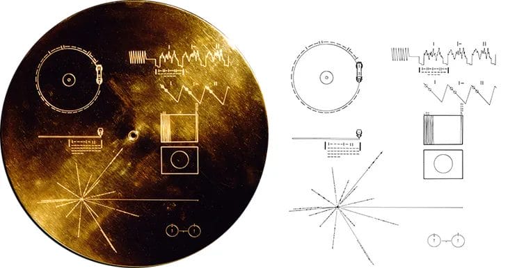 the cover of the Golden Record and the instructions for playing it